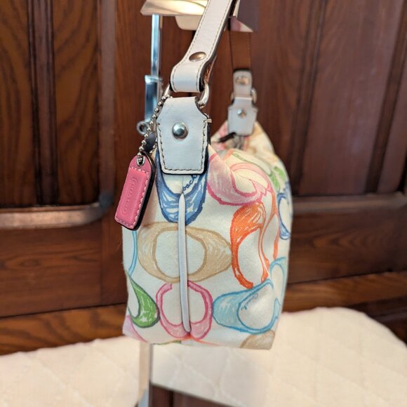 Coach Colorful Scribble Hamptons Weekend Top Handle Pouch Mini Small Baguette - Picture 5 of 10